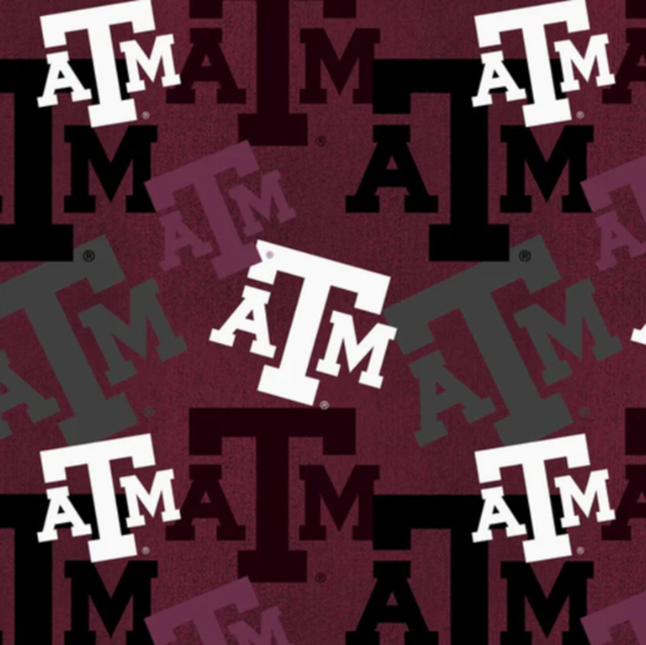 Licensed NCAA Texas A&M University Letters Cotton Fabric by the Yard